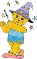 Graphic of Melody Bear making spells copyright R Beeton J Ewing Melody Movement Early Learning